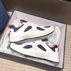 Dior unisex sneakers in a box, white uppers with navy overlays and lace details