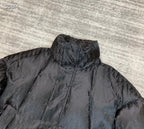Dior puffer jacket hood and upper front in dark navy with stitched quilting