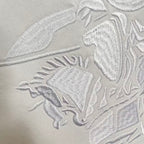Raised embroidered horse graphic on Burberry sweatshirt fabric