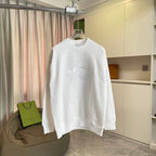 White Burberry crewneck sweatshirt with ribbed cuffs and horse graphic