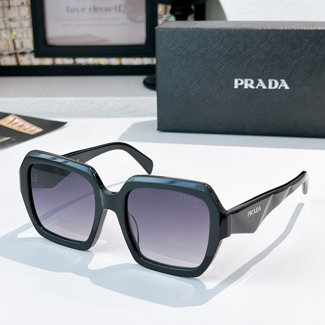 Prada sunglasses with black square frames and dark lenses