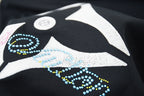 Louis Vuitton T-shirt embroidered diamond logo detail in white, blue, and gold