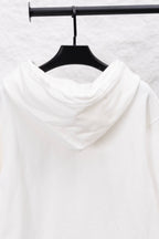 Long white hoodie with attached hood