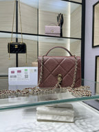 Quilted leather handbag with chain strap, burgundy, gold-tone CC logo