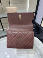 Quilted leather mini bag, burgundy, gold-tone CC clasp, top handle