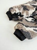 Balenciaga camo fleece jacket with black hem cuffs, black and beige