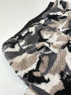 Balenciaga camo fleece jacket sleeve and hem, black and beige pattern