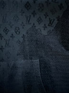 Louis Vuitton monogram fabric close-up with repeating pattern and seam detail