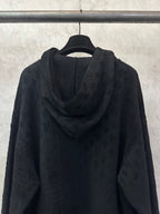 Louis Vuitton monogram hoodie back view with drawstring hood and ribbed cuffs