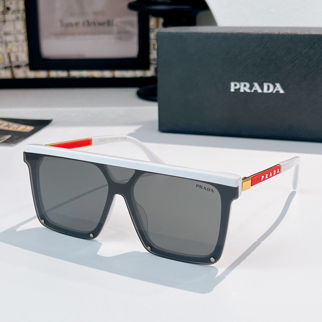 Prada sunglasses with white frame and tinted dark lenses
