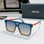 Prada sunglasses with blue frame and gradient tinted lenses