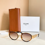 Celine glasses with tortoiseshell round frames and amber tinted lenses
