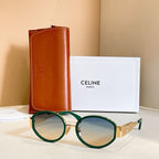 Celine glasses with green round frames and clear lenses