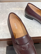 Burgundy leather loafer, DD strap detail with tan interior lining