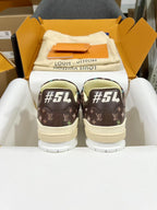 Louis Vuitton trainer shoes in dark brown monogram with #54 on back soles
