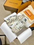 Louis Vuitton lace-up sneakers with white multicolor monogram upper and thick white sole