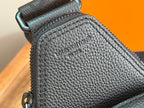Louis Vuitton men's crossbody bag textured leather with embossed logo on front panel