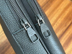 Louis Vuitton men's crossbody bag dual top zippers with metal rings and logo tags