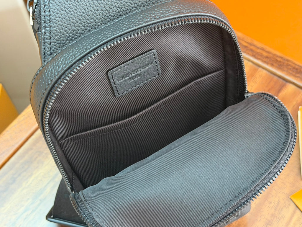 Louis Vuitton men's crossbody bag interior lining with zippered compartment