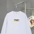 White Fendi crewneck sweatshirt with long sleeves and chest logo