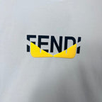FENDI logo on a white sweatshirt with yellow graphic