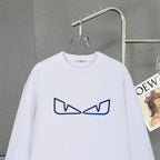 Fendi white sweatshirt on hanger with blue eye graphic across the chest
