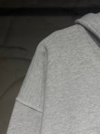 Light gray hoodie sleeve and shoulder with cuff seam detail
