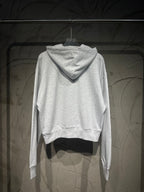 Light gray long-sleeve hoodie with hood, full back view