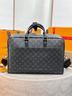 Men's Louis Vuitton patterned briefcase with top handles and adjustable shoulder strap