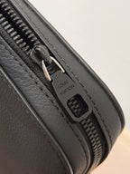 Louis Vuitton men’s leather tote bag, black zipper with engraved logo pull