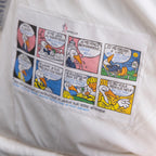 Moncler puffer jacket printed lining with colorful comic-style artwork