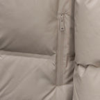 Prada long coat in light beige, front zipper and quilting detail