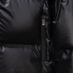 Prada long padded jacket, dark, front zipper and elastic waist hem