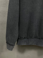Balenciaga dark zip-up hoodie cuff and hem with slightly distressed fabric
