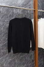 Long black cardigan, plain back with long sleeves and crew neckline