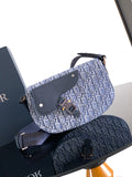 Dior men's crossbody bag with blue monogram canvas and navy flap
