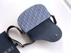 Dior men's crossbody bag, blue monogram upper with navy leather base
