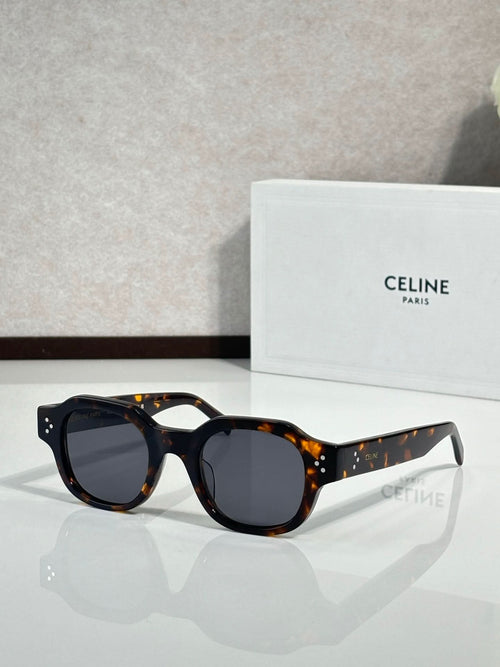 Celine sunglasses with dark tortoise frame and black lenses