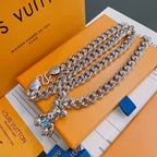 Louis Vuitton silver chain necklace with charm pendant, on box and paper insert