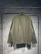 Gucci-pattern zip jacket back view with stand collar