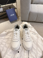 Dior unisex low-top sneakers, white leather, lace-up with logo detailing