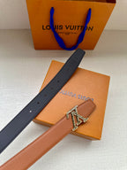 Louis Vuitton belt, navy strap with silver-toned LV buckle and pin holes