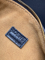 Beige suede interior lining with LOEWE logo patch and gold zipper