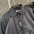 Stone Island zip-front bomber jacket in gray-blue with stand collar and front zipper