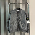 Stone Island bomber jacket in dark gray with front zipper and snap button pockets