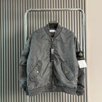 Stone Island bomber jacket in dark gray with front zipper and snap button pockets