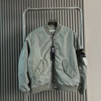 Stone Island bomber jacket in gray-green with front zipper and snap button pockets