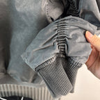 Stone Island bomber jacket sleeve cuff detail with ribbed knit cuff and zipper seam
