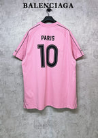 Balenciaga short-sleeve T-shirt, pink back with “PARIS 10” print