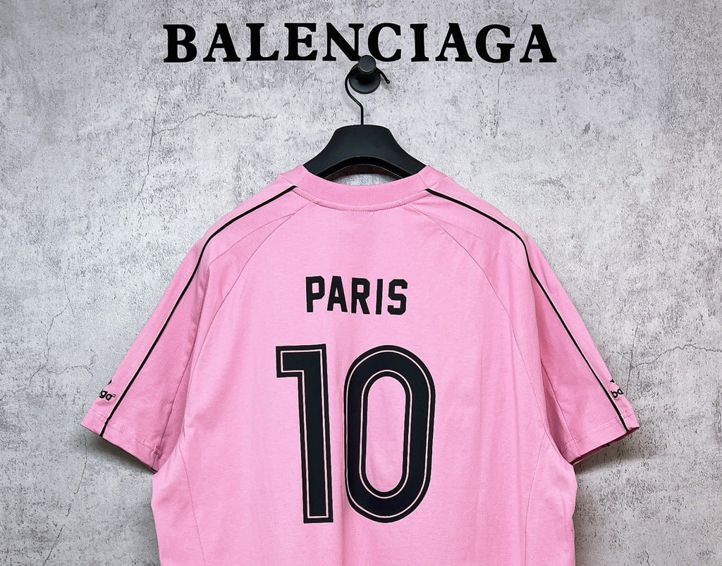 Balenciaga short-sleeve T-shirt, pink back with “PARIS 10” print